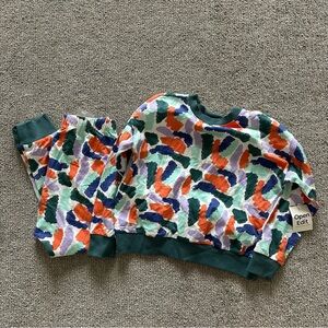 Open Edit Kid's‎ 7 Ivory Cloud Teal Crayon Camo Long Sleeve Crew Neck & Pants